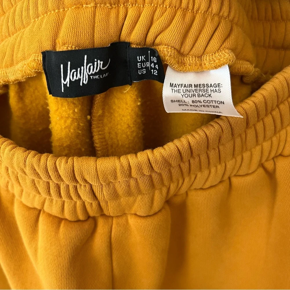 The Mayfair Group Chill Out high waist dark yellow fleece shorts Size 12 - Picture 10 of 10